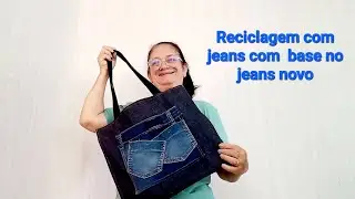 Bolsa reciclada com jeans  usado e base nova,forro, bolsos,botão de imã,alça chic.Do meu jeito ok👩‍🦳