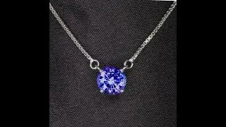 14k White Gold Round Tanzanite with box link chain