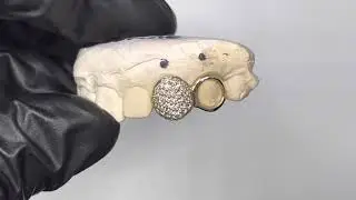 Diamond Fang Grillz w Gold Open Face Tooth in Yellow Gold | Luxe Grillz