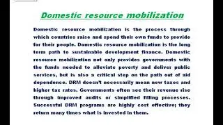 domestic resource mobilization | economics lecture