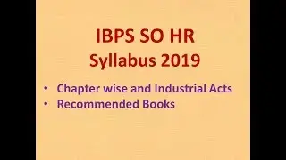 IBPS SO HR Officer Syllabus 2019 I Books recommended