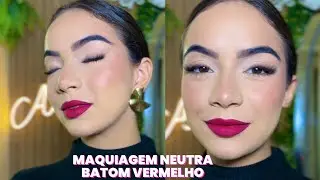 Maquiagem neutra batom vermelho @dianasouza7132 