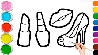 Beauty Girl Accessories Drawing 💋👠💄 | Easy and Satisfying Colouring for Beginners