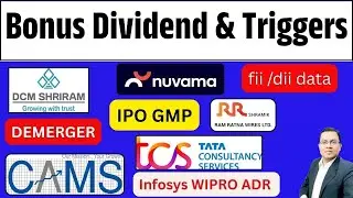 CAMS I TCS DIVIDEND I  DCM SHRIRAM DEMERGER I IPO GMP I Bonus, Split & dividend I Upcoming bonus