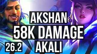 AKSHAN vs AKALI (MID) | 58K damage | KR Master | 26.2
