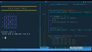 I Built a Complete Tic-Tac-Toe Game in C (It Looks AMAZING in Terminal) | Neovim, tmux & ASMR Coding