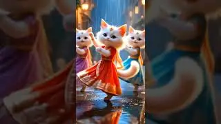 cat dance in rain shock everyone 😲#cute #cat #cartoon
