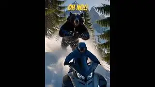 The most intense snowmobile ride EVER  😱:#shorts #bearchase #snowmobile