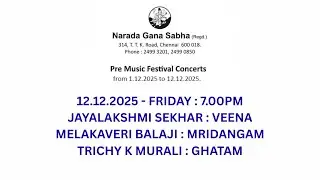 Pre Music Festival l JAYALAKSHMI  SEKHAR & Party l NGS Mini Hall l 12th Dec - 2025
