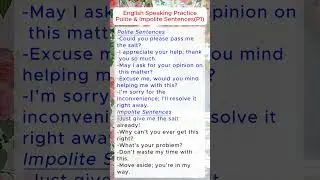 English speaking practice, polite & impolite sentences P1 #englishspeakingpractice