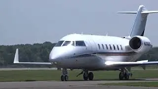 NetJets Aviation Canadair Challenger 650 (N208QS) landing and takeoff from Cape May Airport