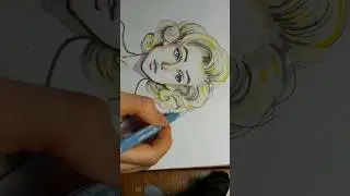 Marilyn Monroe Marker Sketch Portrait Drawing Sketchbook Practice Stylization Pop Art Comic Style