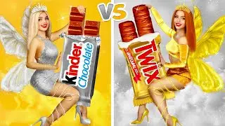 GOLD Food VS SILVER Food Challenge! 24 Hours Eating Snacks of One Color! Taste Test by RATATA BOOM