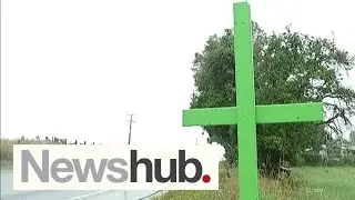 Hundreds of green crosses mark roadsides in silent protest by rural sector | Newshub