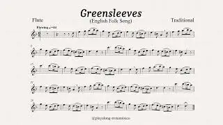 Greensleeves - Flute Playalong C Sheet music & Guitar accompaniment backing track
