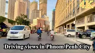 Driving views in Phnom Penh city/travel in Asia