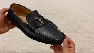 Đập hộp (unbox) giầy nam (men's shoes) Louis Vuitton MOCASSIN MONTE CARLO m&agrave;u marine 1A5EE5 - 530eu