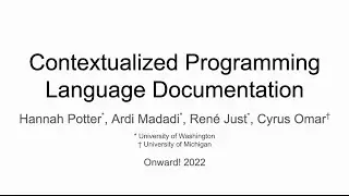 [Onward!] Contextualized Programming Language Documentation