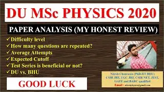 DU MSc Physics Entrance 2020 Paper Analysis