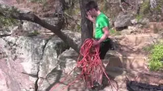 Brad sets up a top rope at Sunset rock