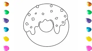 Easy Donut Drawing and Coloring for Kids 🍩🎨 | Step by Step Fun Art