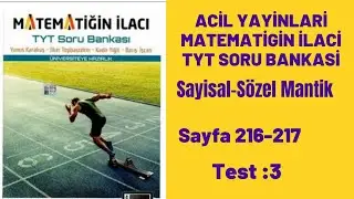 ACİL YAYINLARI MATEMATİĞİN İLACI TYT SORU BANKASI Sayısal-sözel mantık test:3