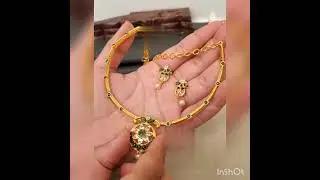 Gold Finish  Kemp Necklace with Earrings