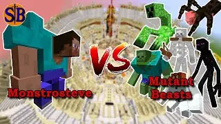 Monstrosteve vs Mutant Beasts | Minecraft Mob Battle