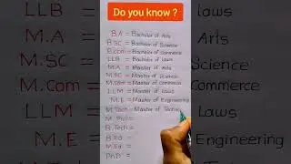 Полная форма B.A/B.Sc/B.Com/LLB/M.A/M.sc/M.com/LLM/M.E/M.Tech/PhD
