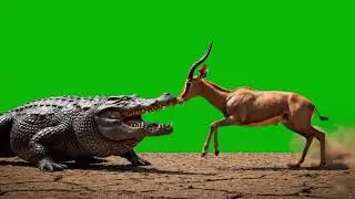 Crocodile Green Screen | Green Screen Crocodile and Deer | Green Screen Video 