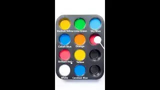 Color Recipes From Just Medium Yellow, Cobalt Blue, Brilliant Red & White #colors #asmr #satisfying 