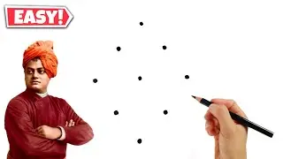 9 Dots की मदद से Swami Vivekananda  Drawing // Youth day special drawing