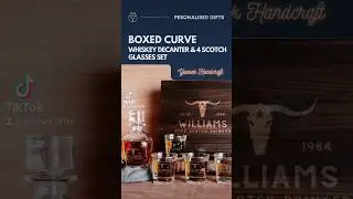 Engraved Wooden Gift Boxed Curve Whiskey Decanter & 4 Scotch Glasses Set | Yoonek Gifts Store