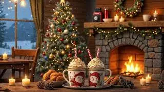 Cozy Winter Café Jazz 🎷 Fireplace Crackling Sounds, Soft Music for Background, Relaxation & Focus