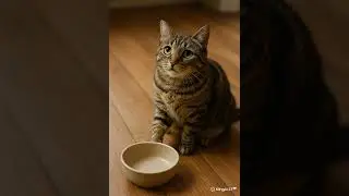 Adorable Tabby Cat Begs for Milk with Big Pleading Eyes 🐾🥛 #cute #cuteanimal  #shorts #funny #cat