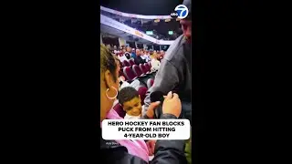 Hero hockey fan blocks out-of-play puck from hitting 4-year-old boy