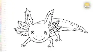 Axolotl drawings simply | Outline sketches | How to draw an Axolotl step by step | #artjanag