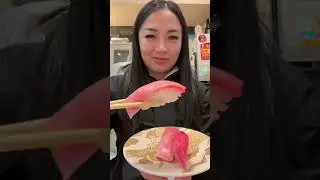 Sushi is my happy place ❤️ #japan #sushitrain #fyp