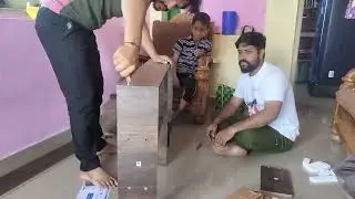 Fixing the wall wooden frame 