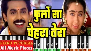 Phoolo Sa Chehra Tera Piano Tutorial | Dandiya Song on Piano | Udit Narayan | Hindi Songs Notation