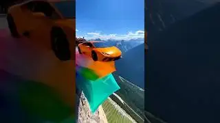 Cliff Airbag Jump Just Leveled Up&hellip; a Lamborghini Went SKY HIGH 😳🚗💨