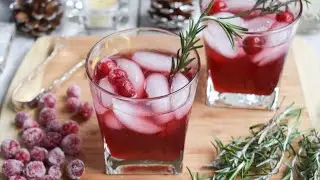 Low-FODMAP Cranberry Bourbon Cocktail with Rosemary Syrup (HD)