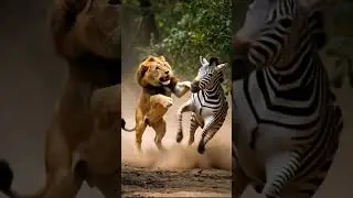 Lion Attacking Zebra Fighting 🦁 #animals #wildlife
