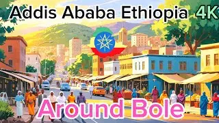 Addis Ababa Walking Tour BOLE @Night 🇪🇹 Ethiopia [4K