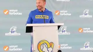 Sean McVay talks to the media days before the Rams face the Seahawks in the NFC Championship Game