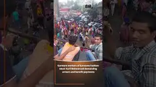 Garment workers of Eurozone Fashion block Kuril Bishwaroad demanding arrears and benefit payments
