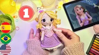 Rapunzel Amigurumi Tutorial | Colecci&oacute;n Princesas de Disney | Subt&iacute;tulos (Ing🇺🇸/Esp🇪🇸/Port🇧🇷)