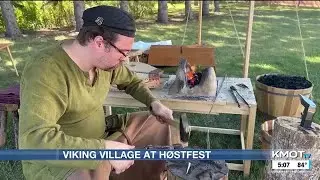 Viking reenactments, blacksmithing performed at Norsk H&oslash;stfest