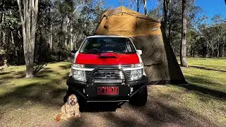 Setting up Kings, rooftop tent and annex in real time on a Nissan Elgrand ￼