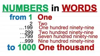 Numbers in Words 1 to 1000
